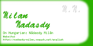 milan nadasdy business card